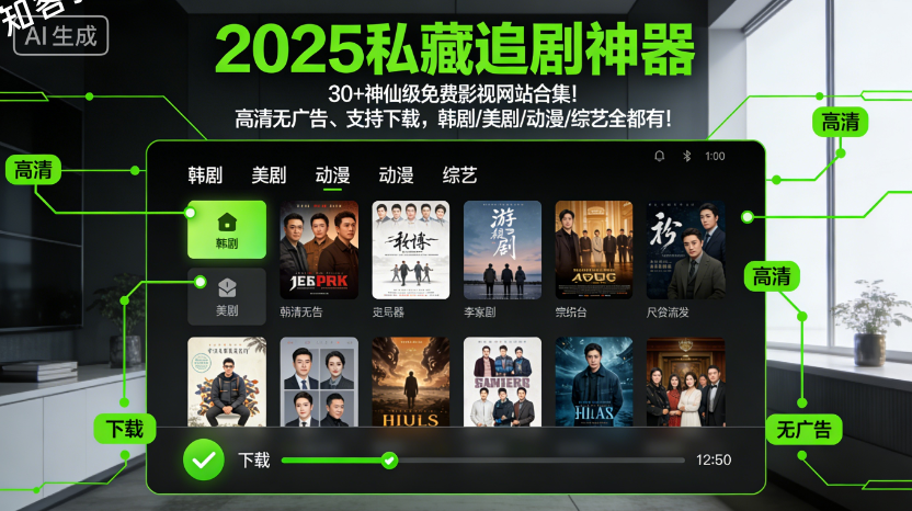 【2025私藏追剧神器】30+神仙级免费影视网站合集！高清无广告、支持下载，韩剧/美剧/动漫/综艺全都有！